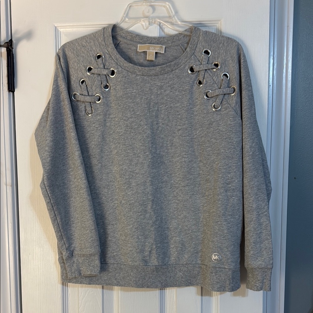 Michael Kora Gray Lace-Up Sweatshirt